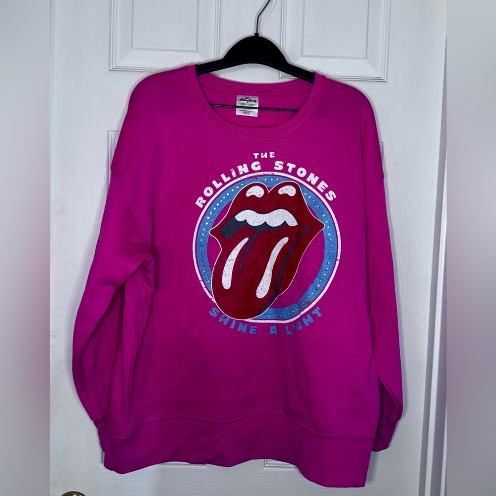 Cotton On Women's The Rolling Stones Pink Crew Neck Long sleeve M Sweatshirt